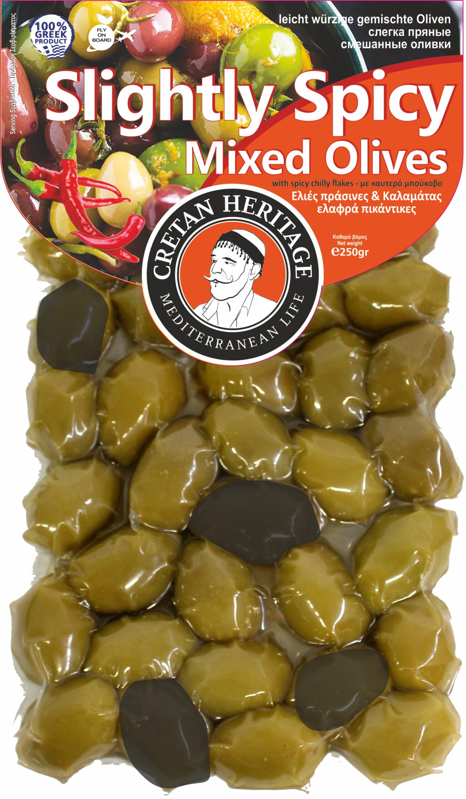 olives-kritikos-SPICY-scaled-1.jpg Ελιές ανάμεικτες πικάντικες Cretan Heritage 250gr – κωδ.900610 - Image 1